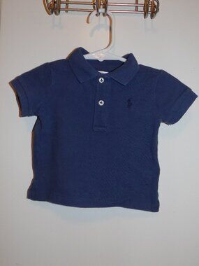 RALPH LAUREN Boys Blue Polo Shirt 3 Months Excellent Condition - Like new